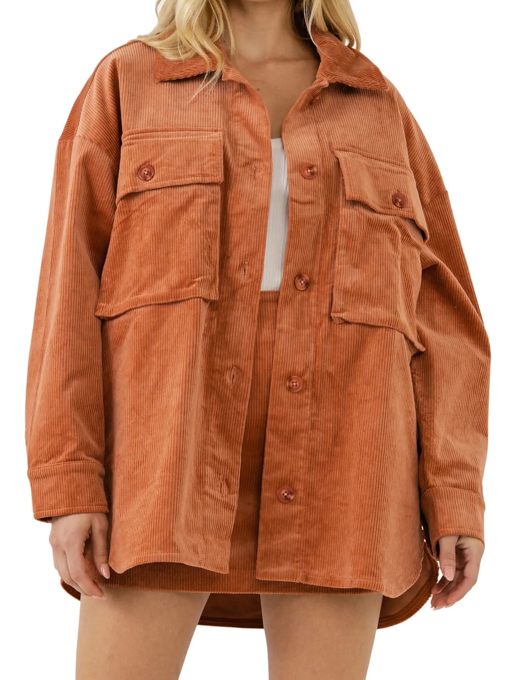 GREY LAB Oversized Corduroy Utility Shacket in Rust - Anthropologie
